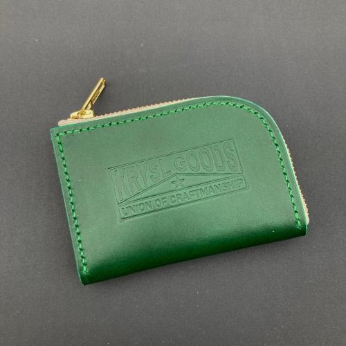 KRYSL GOODS HANDMADE BUTTERO LEATHER HALF ZIP WALLET GREEN