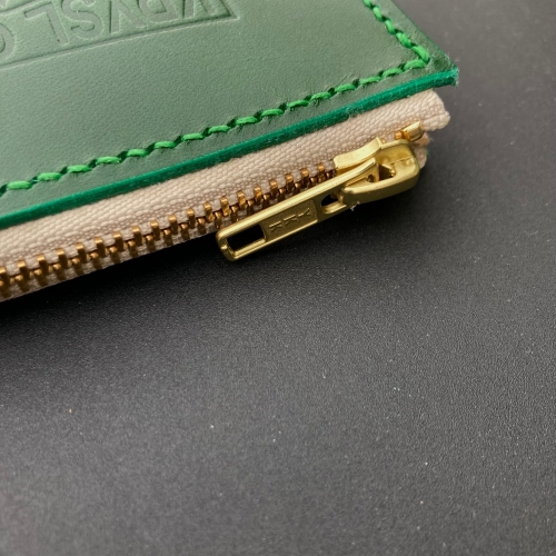 KRYSL GOODS HANDMADE BUTTERO LEATHER HALF ZIP WALLET GREEN