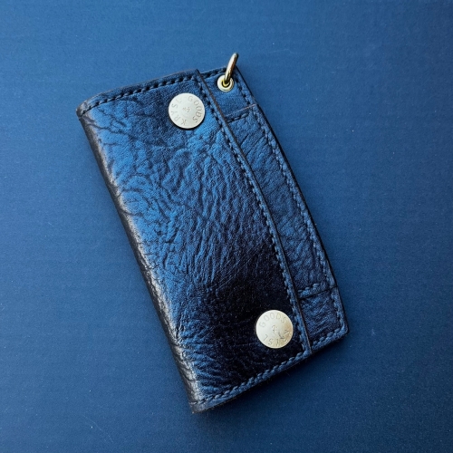 KRYSL GOODS HANDMADE LARGE HORSE HIDE LEATHER TRUCKER WALLET VZ.59 BLACK