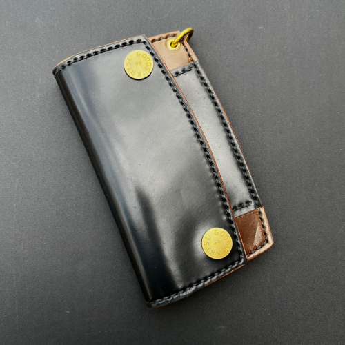 KRYSL GOODS HANDMADE LARGE HORWEEN SHELL CORDOVAN TRUCKER WALLET VZ.59 BLACK