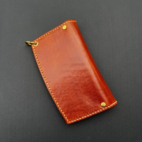 KRYSL GOODS HANDMADE LARGE HORSE HIDE LEATHER TRUCKER WALLET VZ.59 SADDLE TAN/BLACK