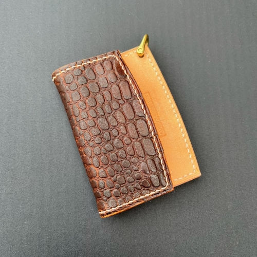 KRYSL GOODS HANDMADE SMALL TRUCKER WALLET VZ.58 CROCCO DARK BROWN