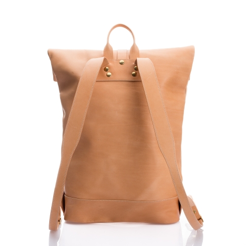 KRYSL GOODS ROLL TOP BACKPACK VEGETABLE TAN LEATHER 